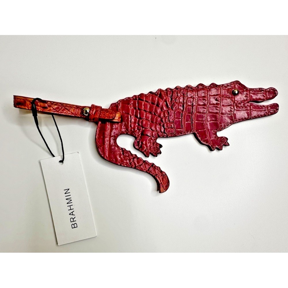 NEW Brahmin Mel Luggage Tag Passion Fruit Melbourne Leather Embossed Crocodile